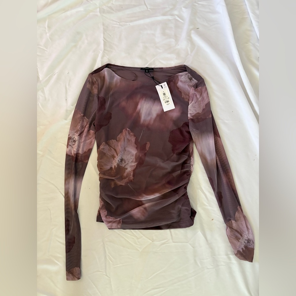 Dynamite Purple Fitted Ruched Blouse
